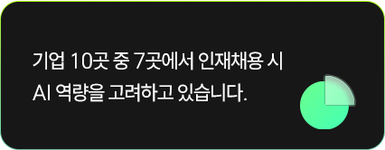 기업 10곳 중 7곳에서 인재채용 시 AI 역량을 고려하고 있습니다.